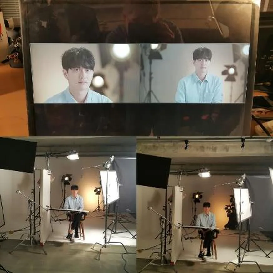 인물 촬영 세트를 세운 스튜디오